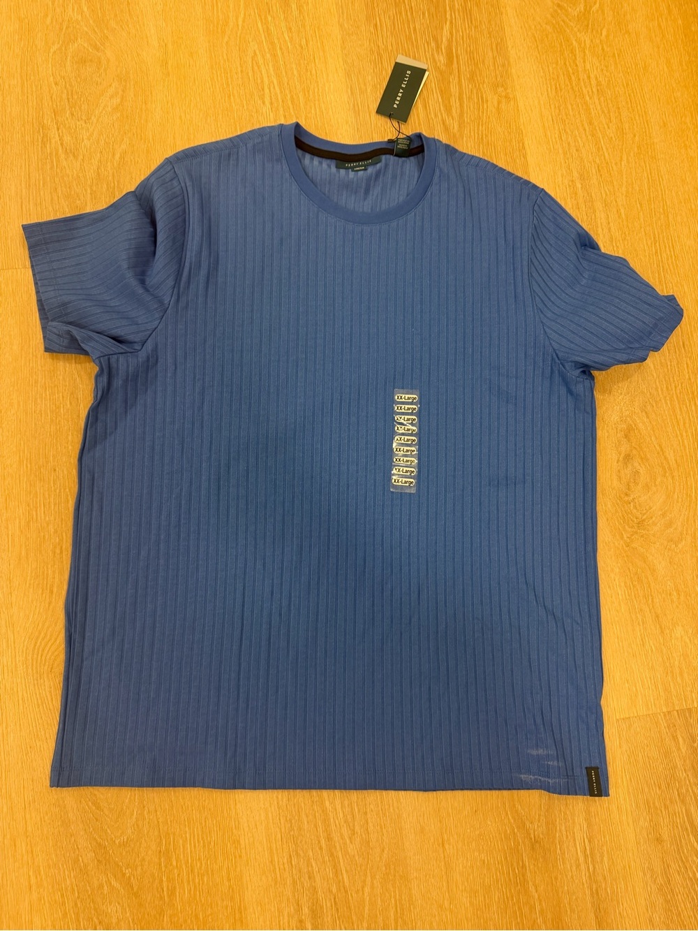 Perry Ellis Navy Ribbed Short Sleeve Crew Tee